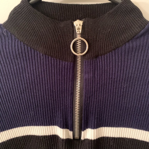 ✨LIKE NEW Urban Outfitters Navy Ribbed Zip Sweater - Picture 3 of 4